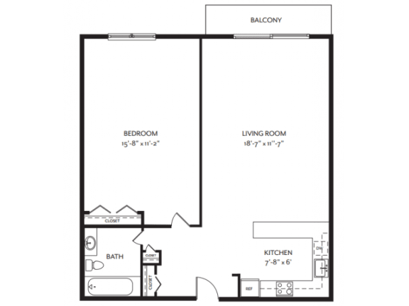 Taymil Andover Place 1 Bedroom 1 Bathroom B Floor Plan